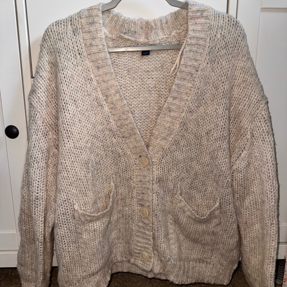American Eagle Outfitters Cream Cardigan Sweater